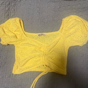 yellow scrunch crop top